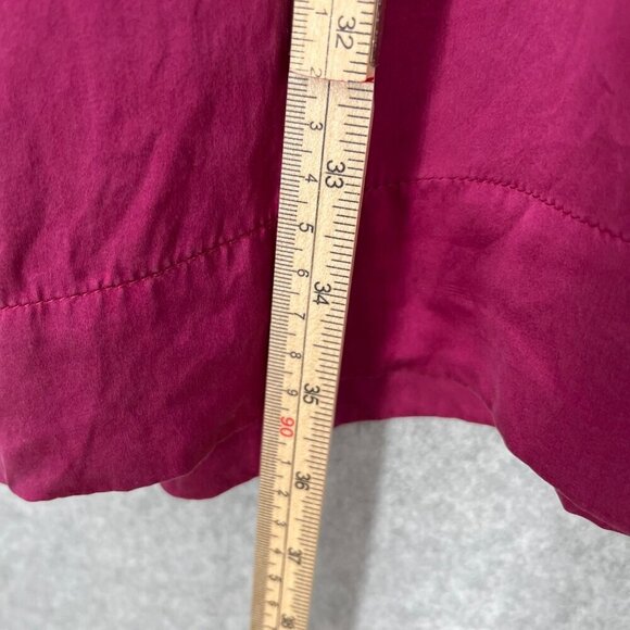 Froxx Womens 100% Silk Puff Bubble Sleeve Midi Shift Dress Size M Berry Red - Picture 9 of 11